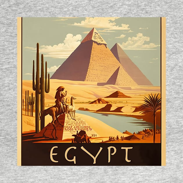 Egypt Pyramids Vintage Travel Art Poster by OldTravelArt